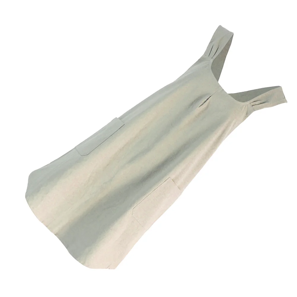 

Apron for Kitchen Use Cotton Linen Material Sleeveless Design Cooking Apron for Home and Commercial Use (Khaki)