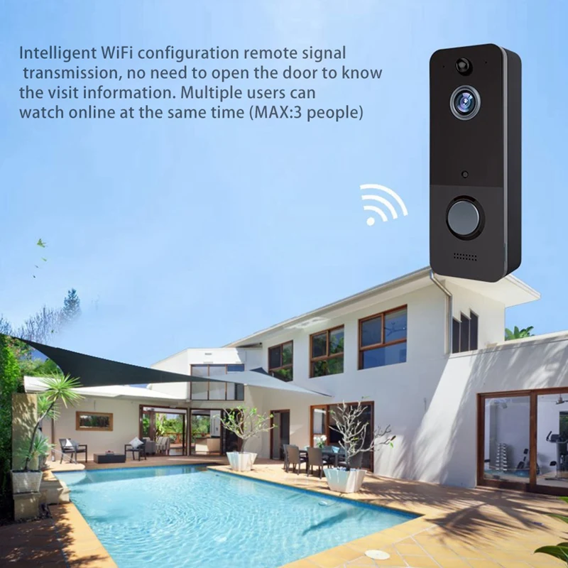 أفضل العروض اللاسلكية كاميرا فيديو بالجرس 1080P زاوية واسعة عدسة واي فاي الجرس ، الأشعة تحت الحمراء للرؤية الليلية ، IP65 مقاوم للماء