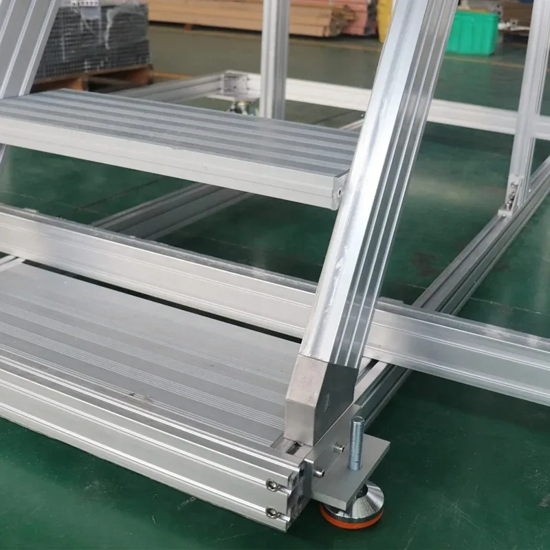 Customized Industrial Aluminum Working Platform Aluminum Stair Walkcart Work Platform System Ladder with Handrail