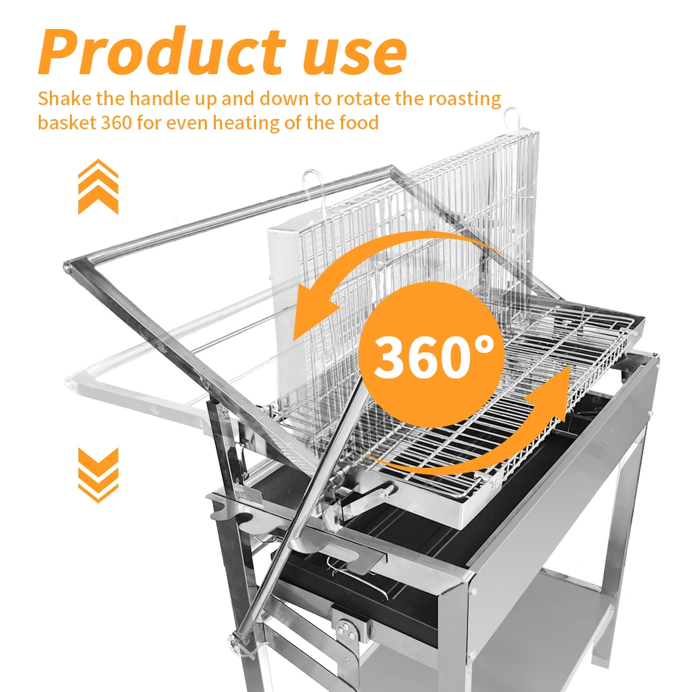 Flip Grill Charcoal Grill, Adjustable Charcoal Tray, BBQ Tilt Grill, BBQ Accessories, Outdoor Cooking Accessories