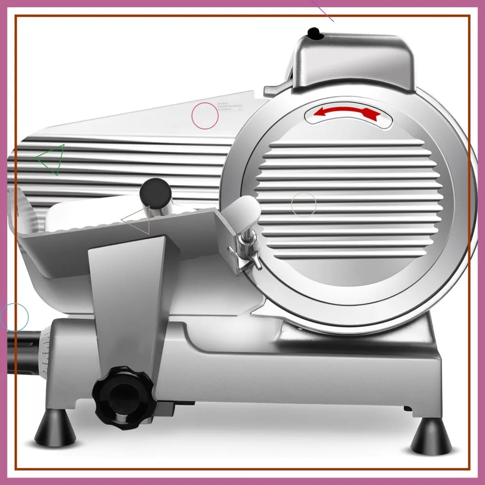 

10-дюймовая коммерческая мясорезка, 240 Вт, для замороженного мяса и сыра, лезвие из хромированной стали, полуавтоматическая, бесшумная работа