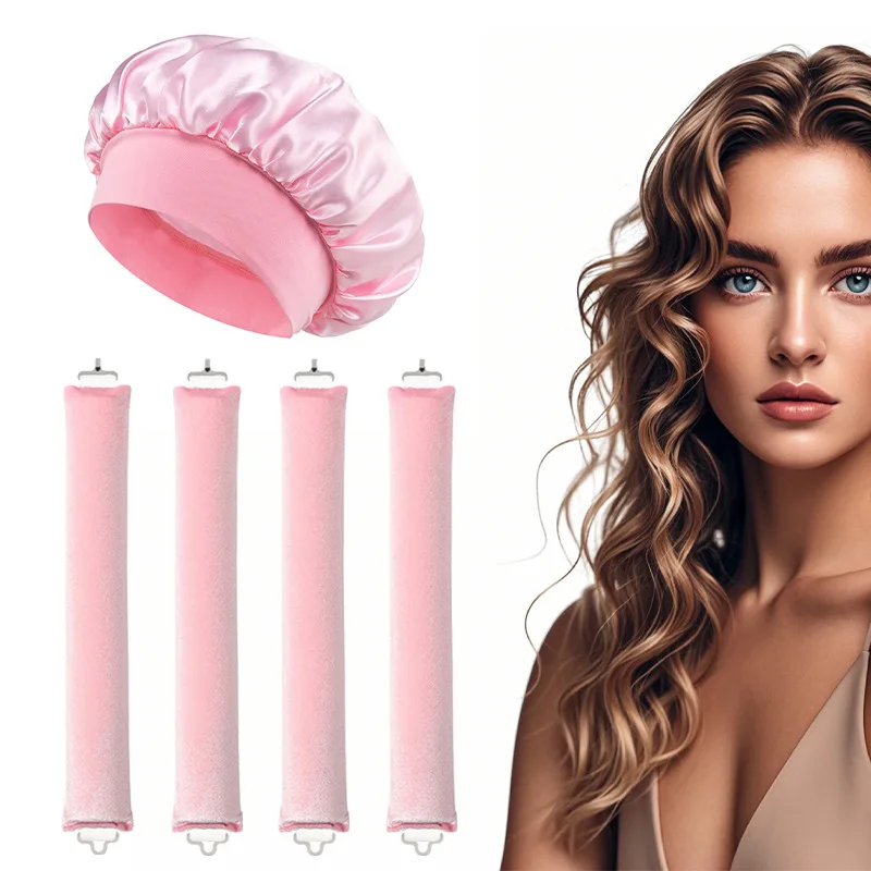 5 stücke Heatless Curling Eisen Stirnband Mit Schlaf Kappe Weiche Curling Eisen Schlafen Curler Styling Werkzeug – Detail 4