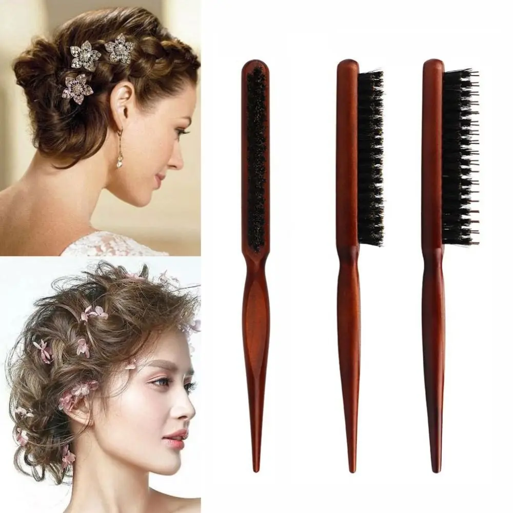 صالون المهنية الظهر الشعر DIY فرش الخشب الخشن إغاظة فرشاة تمشيط المضادة للانزلاق فرشاة الشعر تمديد خط رفيع مشط