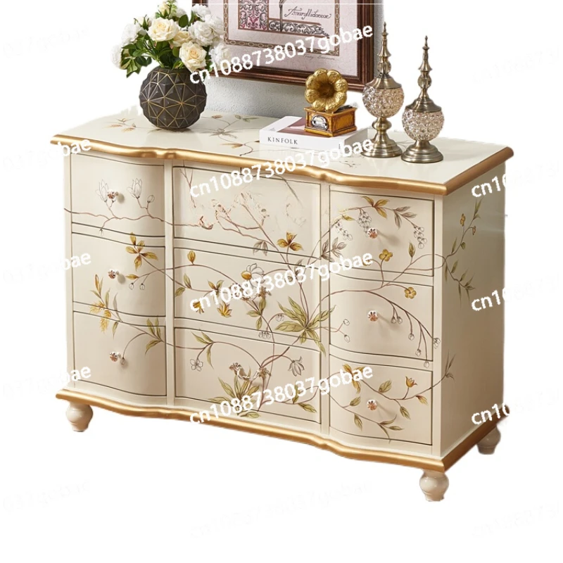 ZK retro art bedroom 9 chest cabinet living room wall locker simple French painted multi-drawer storage cabinet