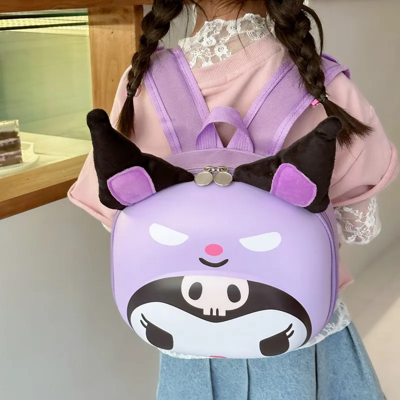 New Children's Schoolbag Sanrios Kuromi Cute Anime Sweet Backpack Large Capacity Kawaii Cartoon Girl Princess Hard Shell Bag