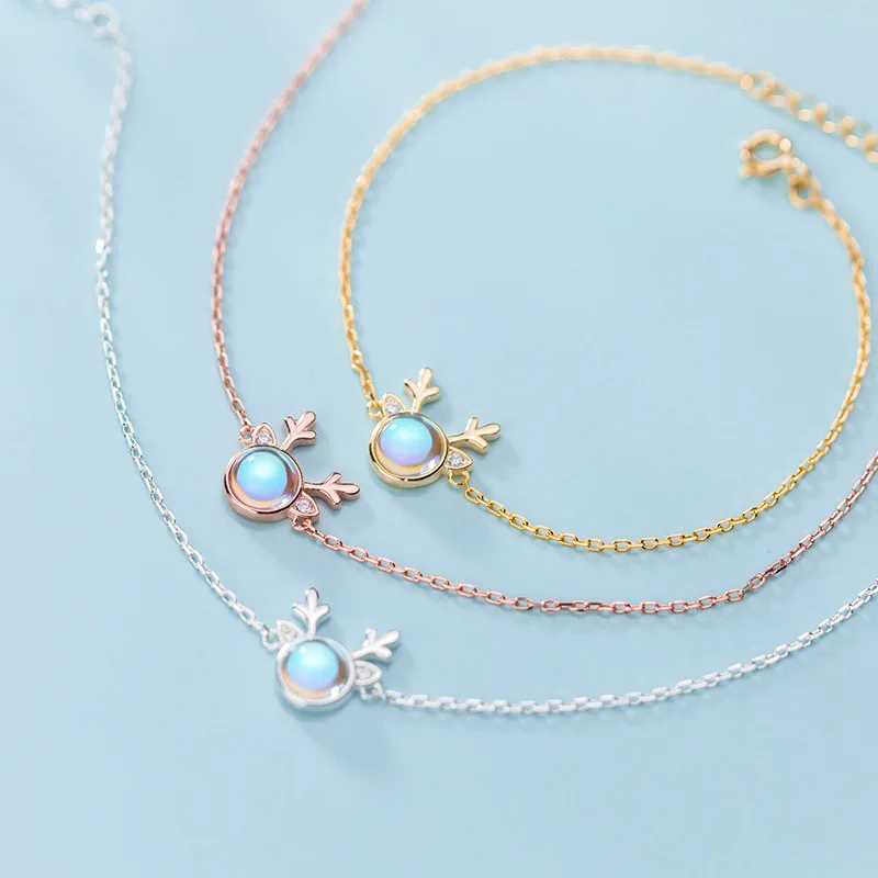 

19cm 925 Silver Bracelet For Women Christmas Reindeer Bracelet Silver 925 Silver Jewelry Fashion Chain Bracelets Female Z