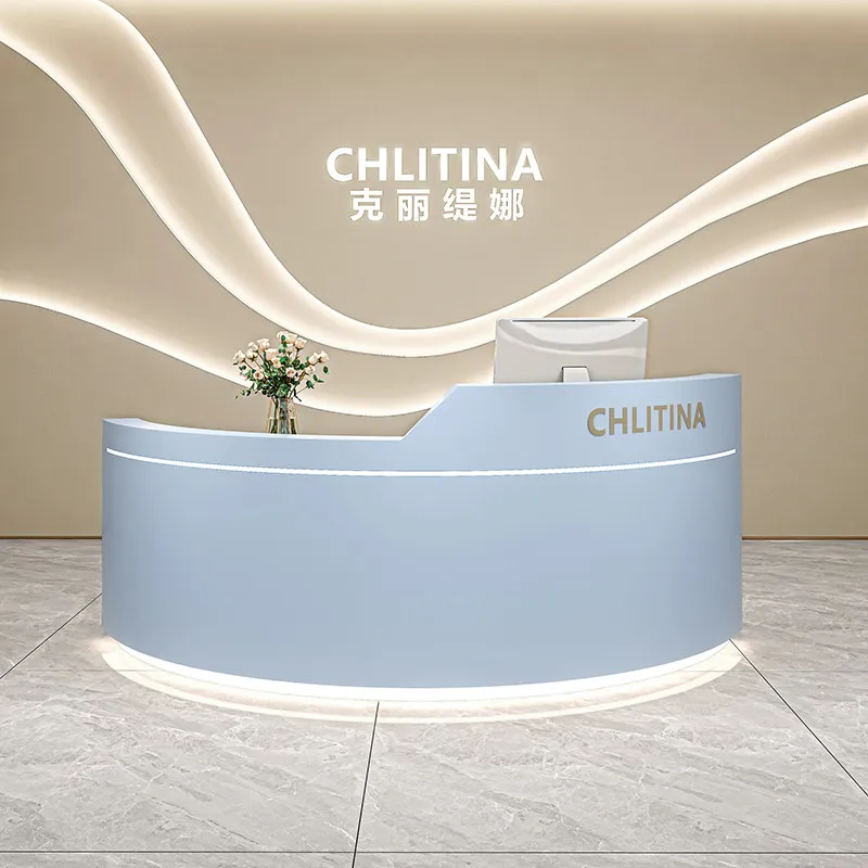 White Hallway Reception Desk Office Hairdressing Store Counter Reception Desk Industrial Mostrador De Tienda Modern Furniture