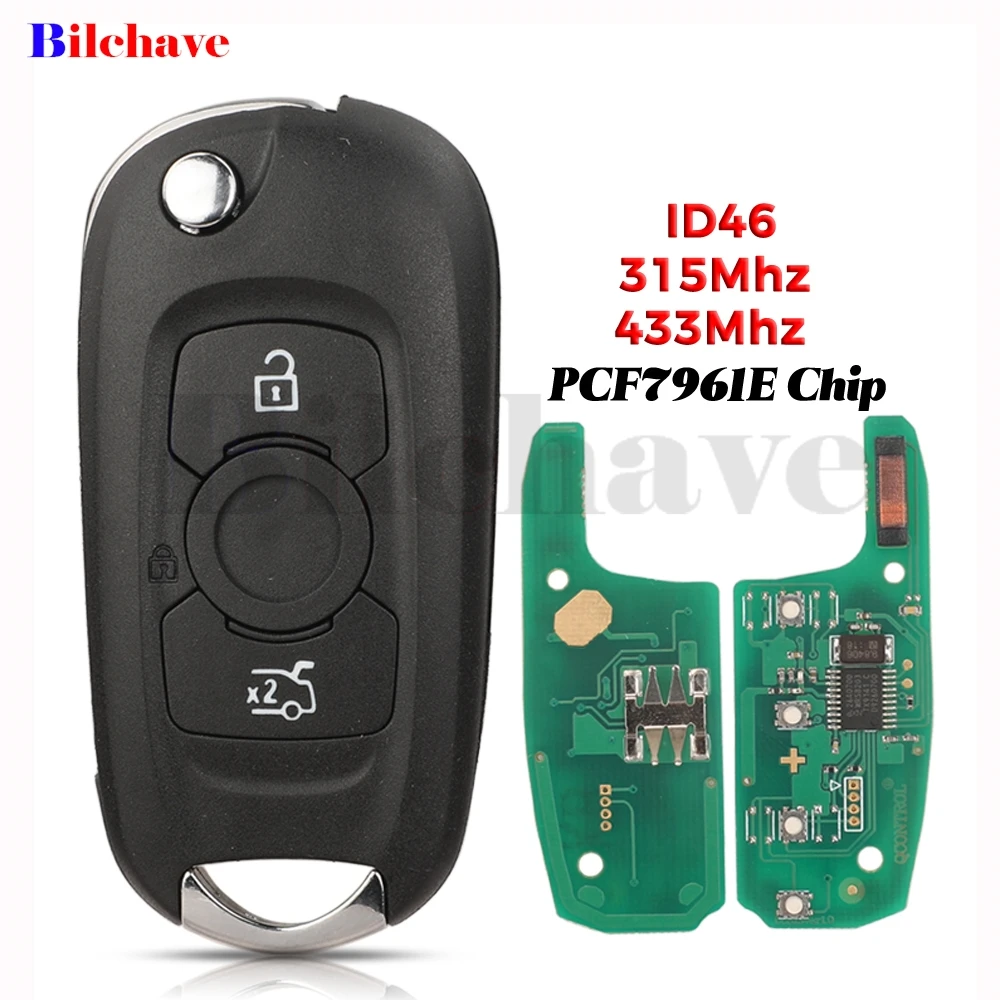 jingyuqin 433/315MHz ID46 3 Buttons Flip Car Key Remote Fob For Opel Astra K Buick Verano Regal Excelle GT/Excelle XT LaCROSSE