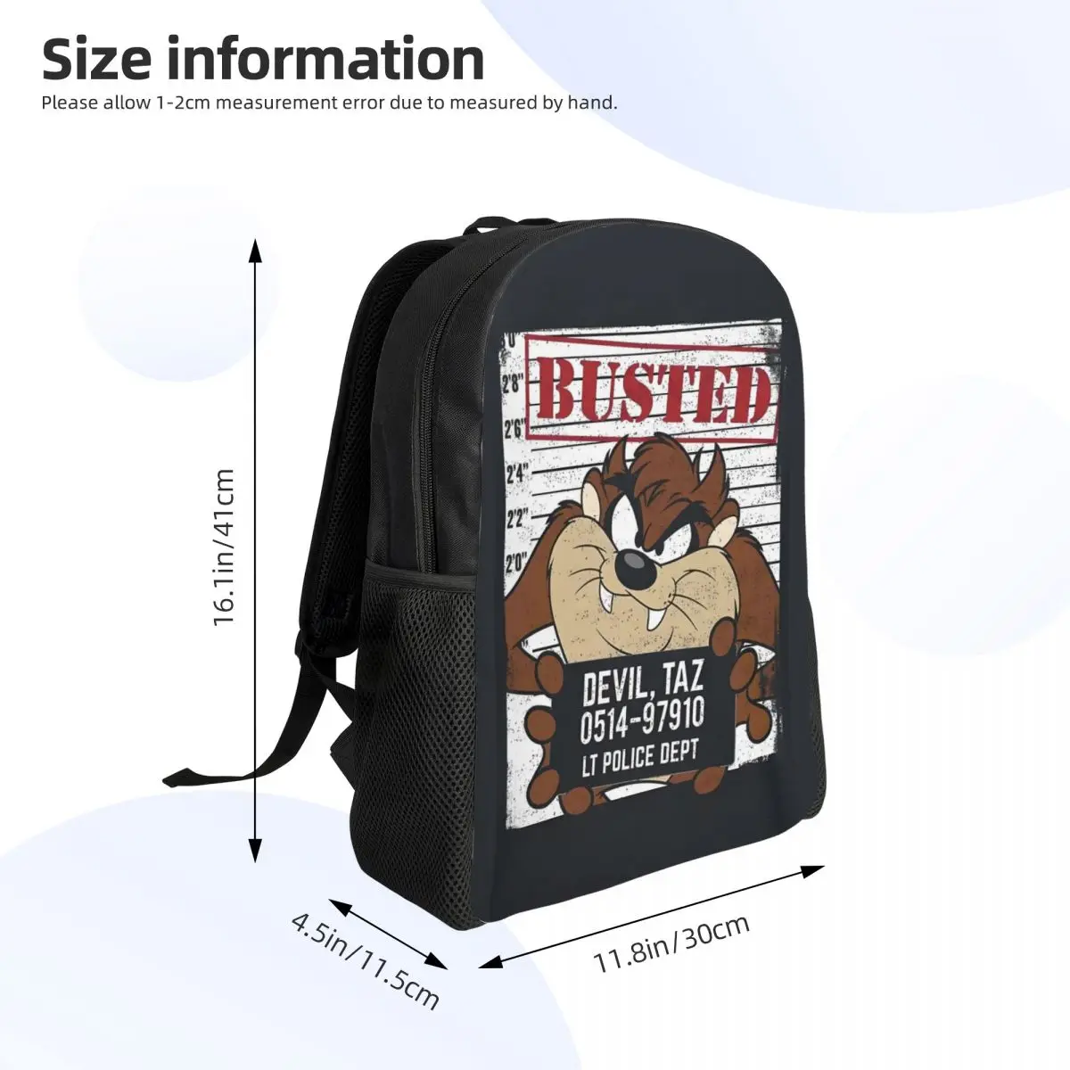 Custom Tasmanian Devil Laptop Backpack Women Men Fashion Bookbag for College School Students Adorable Cartoon Print Bag