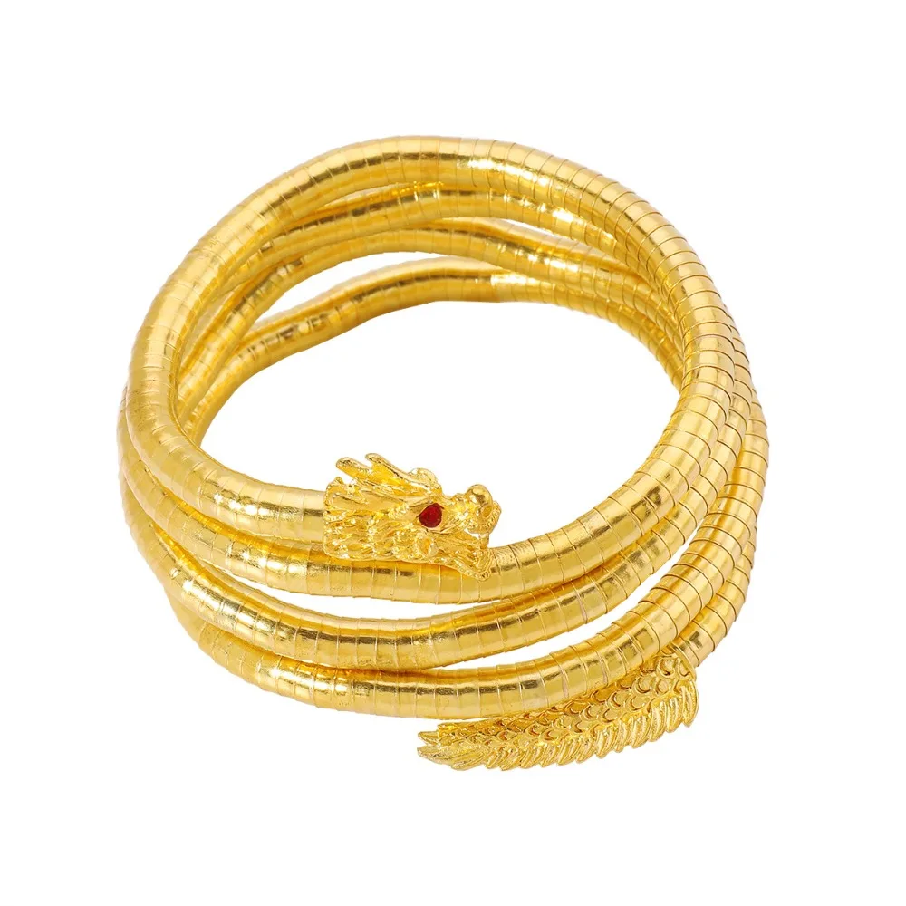 Creative Gift Alloy Bendable Snake Dragon Gold Color Flexible Choker Twistable Punk Bracelet