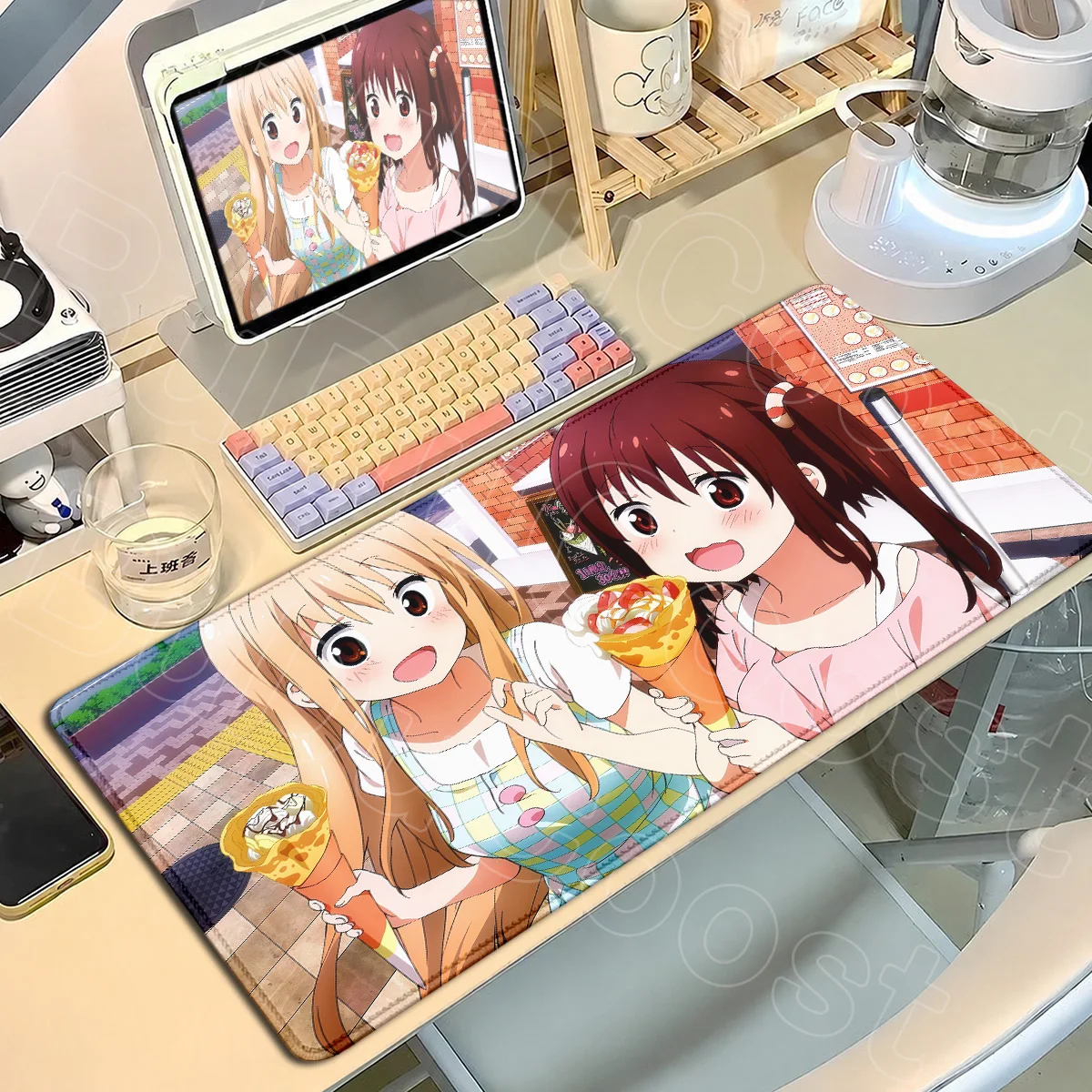900 x 400 mm Computertastaturmatte Himouto Umaru-chan Extended Anime Gaming Mousepad XXL Doma Umaru Gummi-Zubehör mit Verriegelungskante – Detail 6