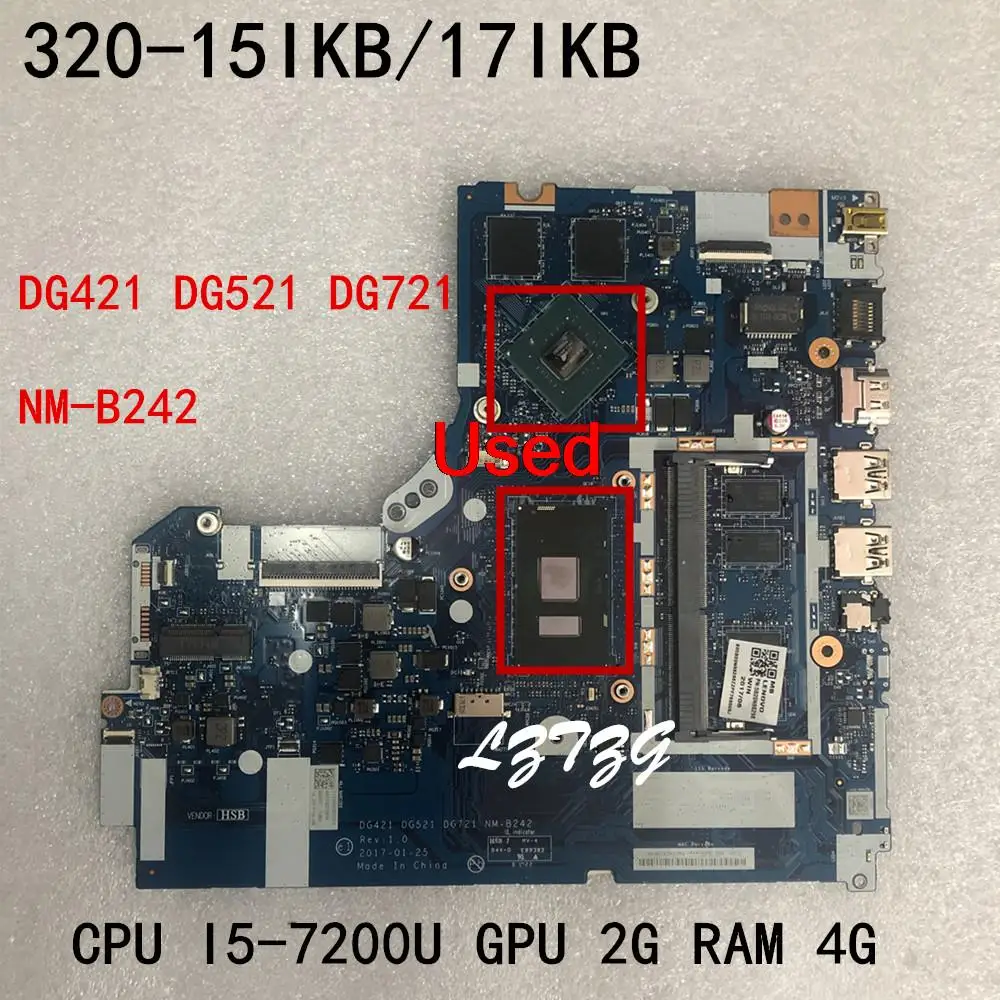 NM-B242 For Lenovo ideapad 320-15IKB/17IKB Laptop Motherboard CPU I5-7200U 920MXV2G RAM 4G 5B20N86298 5B20N86299 5B20N86496