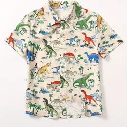 Boys Casual Short Sleeve top Shirt With Kawaii Print Summer Fashion Hawaii Theme Colorful Patterns Lightweight Breathable Fabric