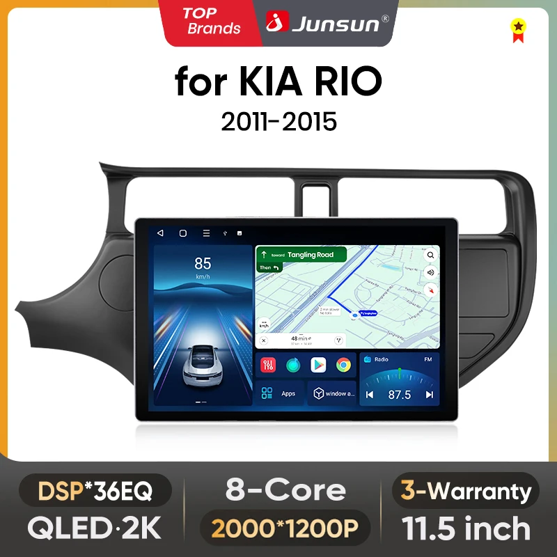 Image of Junsun 11,5 zoll QLED Android Drahtlose CarPlay Auto Auto Radio Für KIA RIO 2011-2015 Intelligente Systeme DSP SWC RDS GPS FM BT