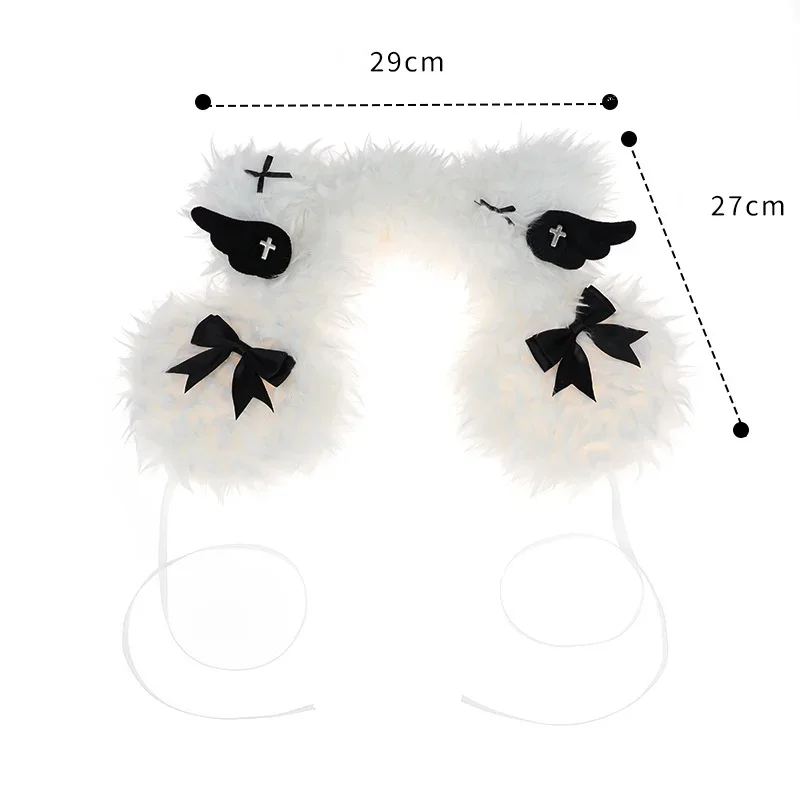 2024 New Cute Plush Dog Earmuffs  Lolita Winter Wings Earmuffs Kawaii Solid Color Thermal Earmuffs Girls Y2k Half-hat
