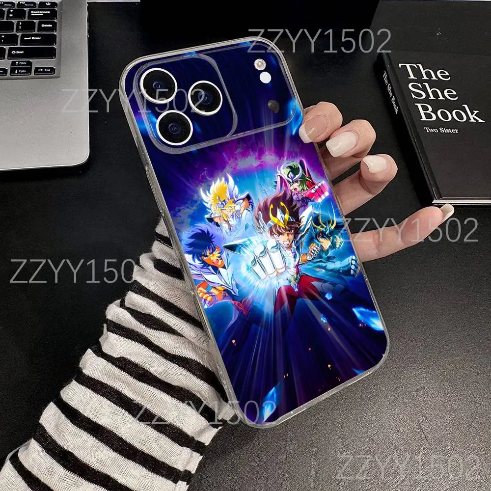 S-Saint Seiya Knights Zodiac Funda de teléfono para iPhone 17,16,15,14,13,12,11 Pro,Max,Plus,X,XS,XR,SE4,E Mini transparente suave