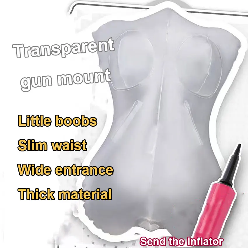 QSM Sex toy One-piece transparent inflatable gun frame pillow doll men's bed masturbator fun can be inserted into sexual supplie