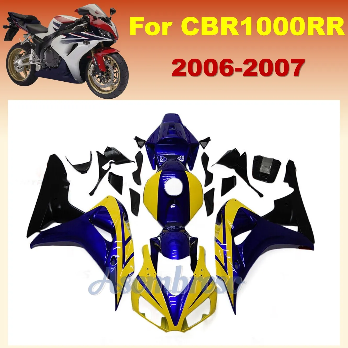 Fairing kit Fit for CBR1000R 2006 2007 CBR1000 RR 06 07 CBR 1000R Motorcycels Cowing Yellow Blue colour