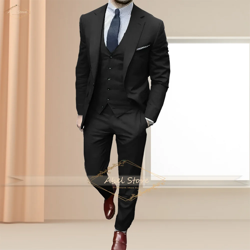 

Men's 3-piece suit (jacket + vest + pants) custom classic dark color slim gentleman formal suit party dinner wedding tuxedo