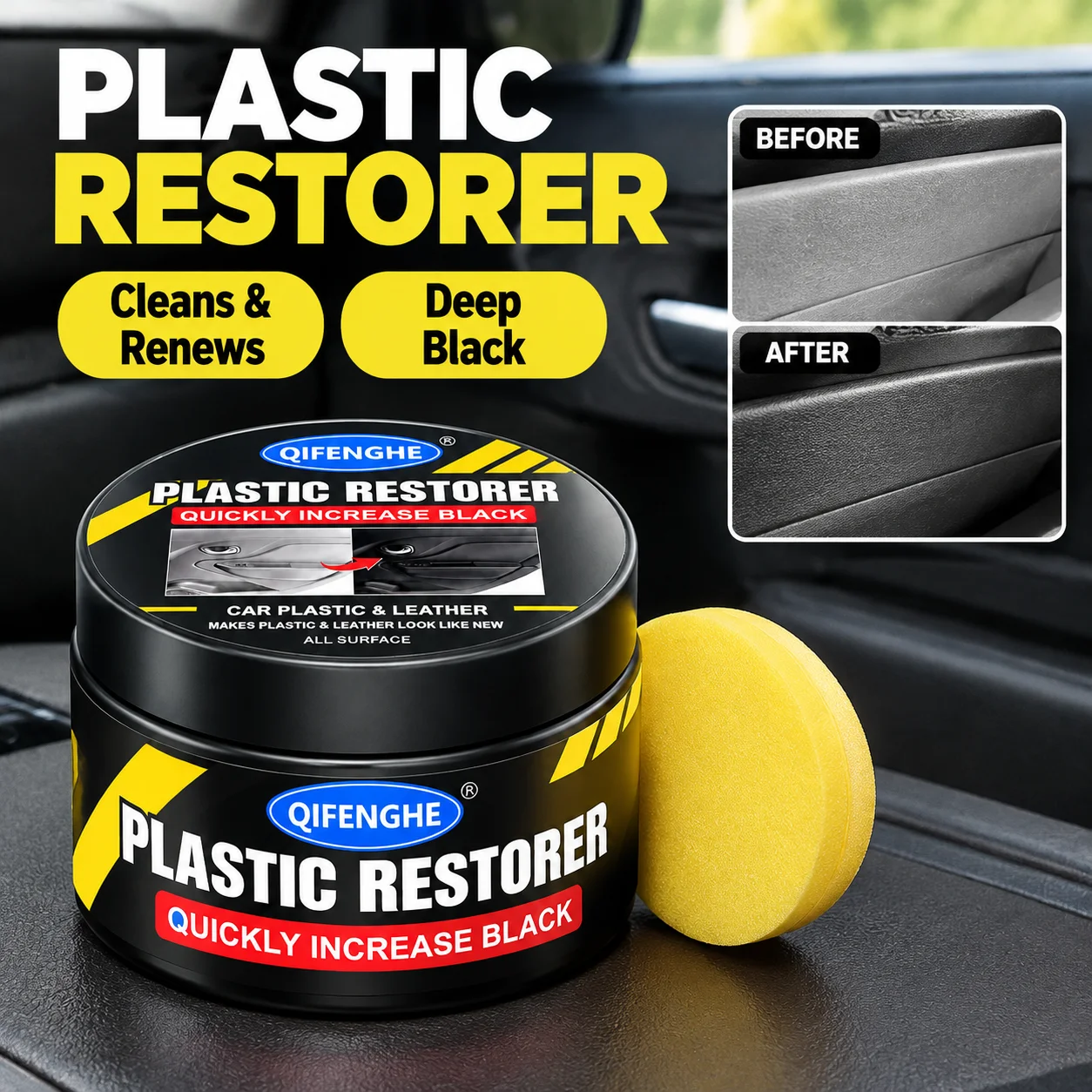 Car Plastic Restorer Crystal Clear Auto Interior Leather & Panel Renewal Wax Coating Agent Back To Black Gloss Car Wax Polish