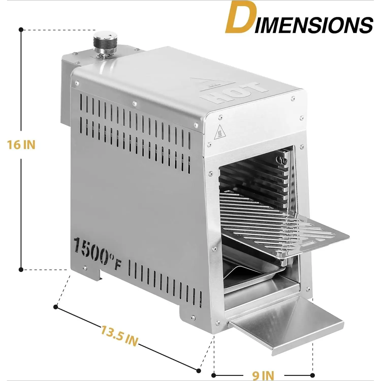 شواية غاز البروبان اللاحم المحمولة بالأشعة تحت الحمراء، شريحة لحم سريعة الطبخ من الفولاذ المقاوم للصدأ بزاوية 1500 درجة
