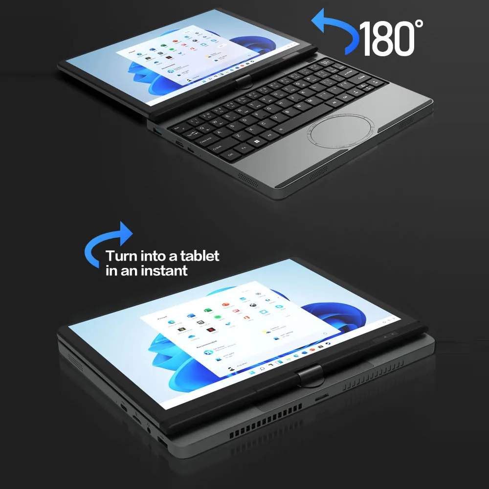 Ordinatore portatile CRELANDER Yoga 360 °   CPU Intel N150 rotante Touch screen da 10,5" 2K 60Hz Frequenza di aggiornamento M2 SSD Sblocco facciale Mini laptop