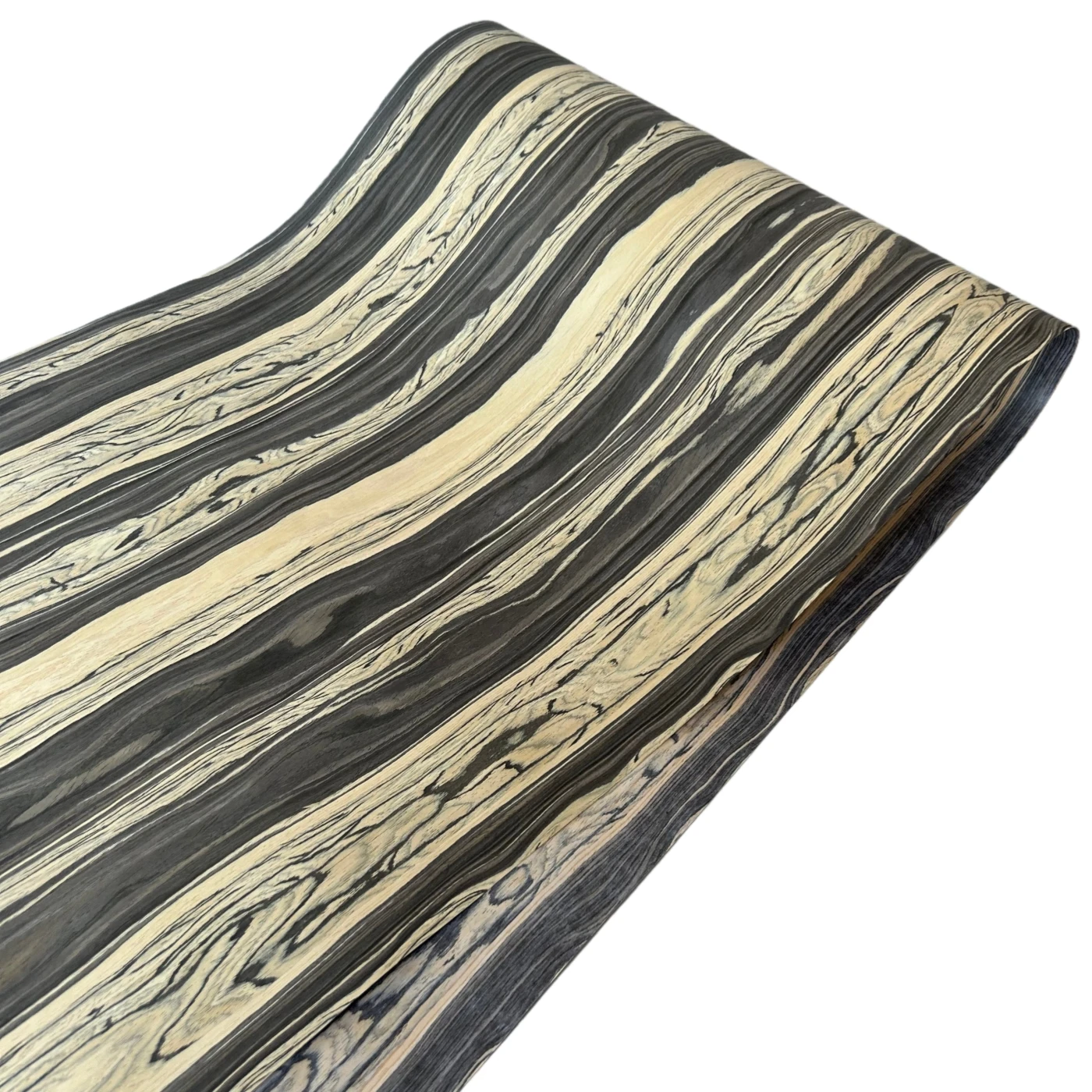 58x250cm Black & White Engineered Wood Veneer, Reconstituted Fleece Backed Composite Ebony Veneer Sheet for Furniture Renovation