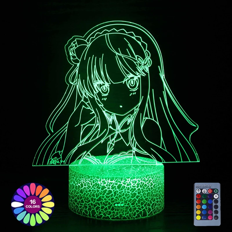 Led Lamp Anime Emilia USB Battery Power Children Night Light Boys Girls Manga Gift Cartoon 3d Table Lamp Bedroom Room Decoration