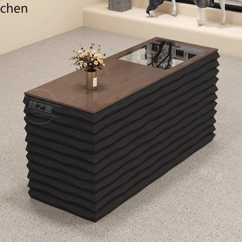 HYS- Women's Decoration Store Glass Display Cabinet Integrated Counter Beauty Salon Company Front Desk Reception Desk
