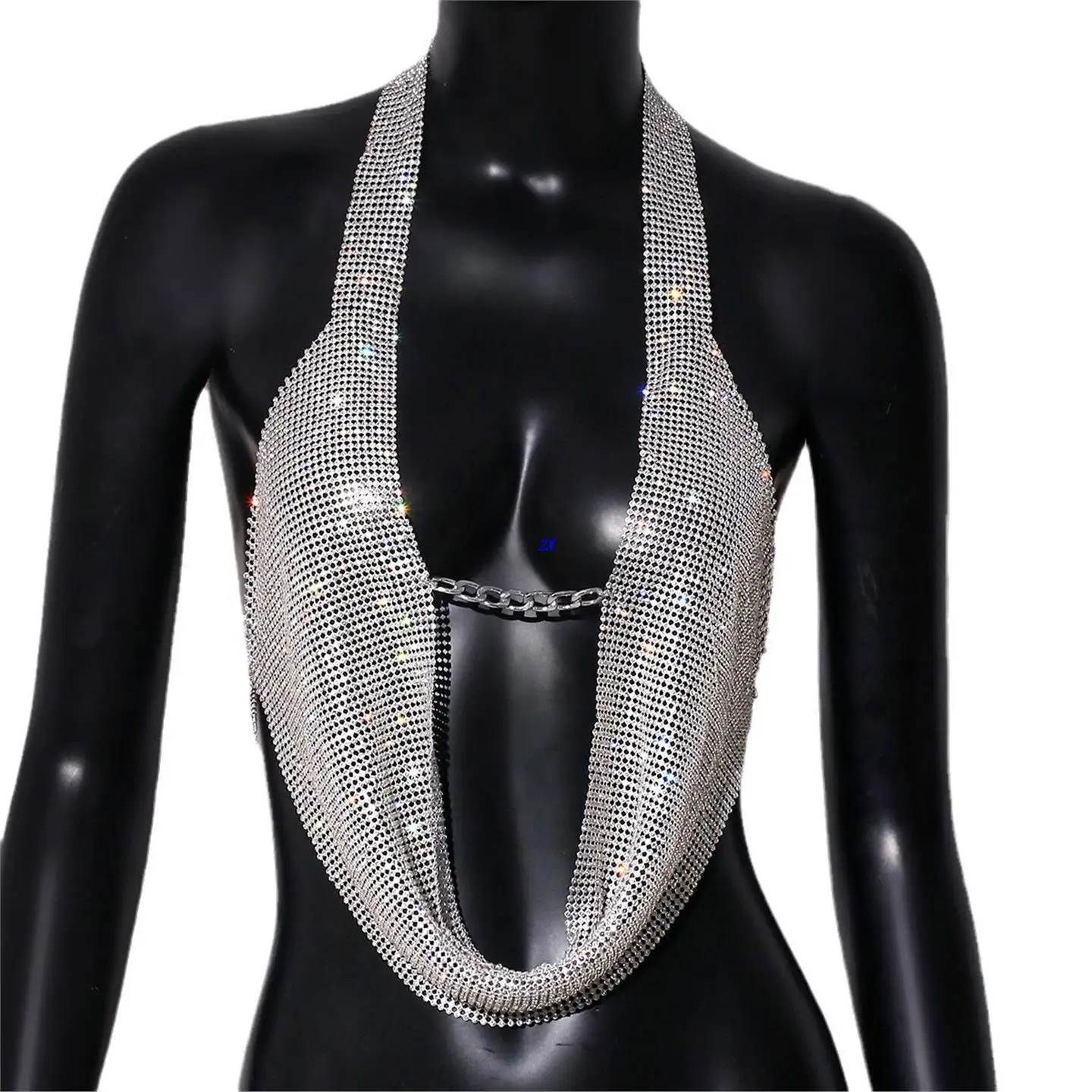 

Sexy Metal Ne Hanging Vest Club Glitter Diamond Women's Faion ort A-Line Top Ultra ort Length Color Inner Wear