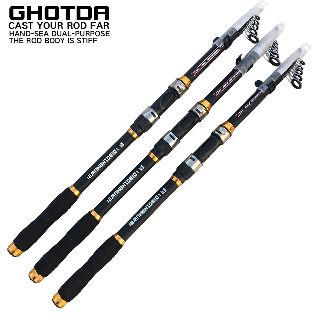 

Ghotda Superhard Carbon Fiber Pole 2.1M 2.4M 2.7M 3.0M 3.6M Telescopic Portable Spinning Rods