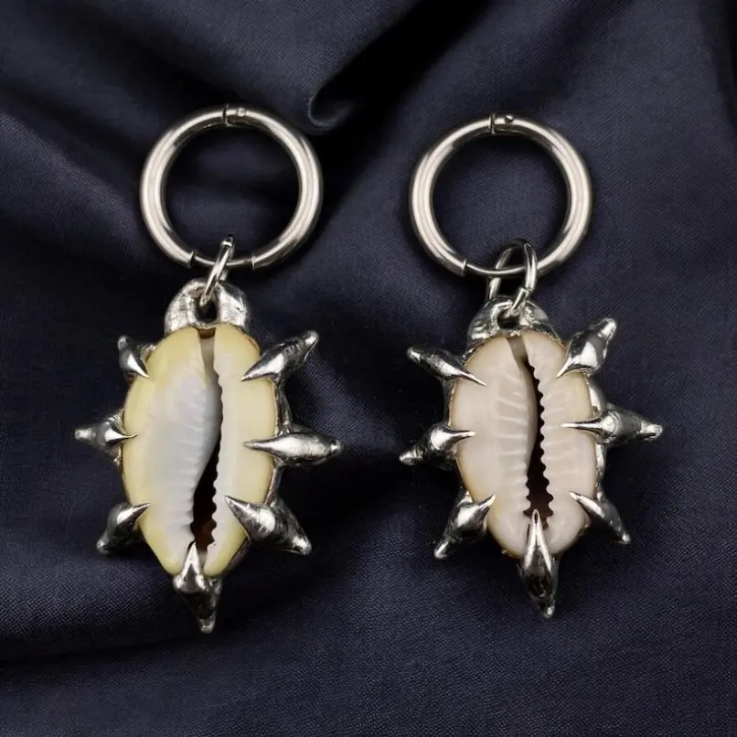 Thorns Bubble Claw Free Form Organic Claws Spiky Earrings Puka Arabic Cowry Shell Soldered Handmade Stainless Steel Jewelry
