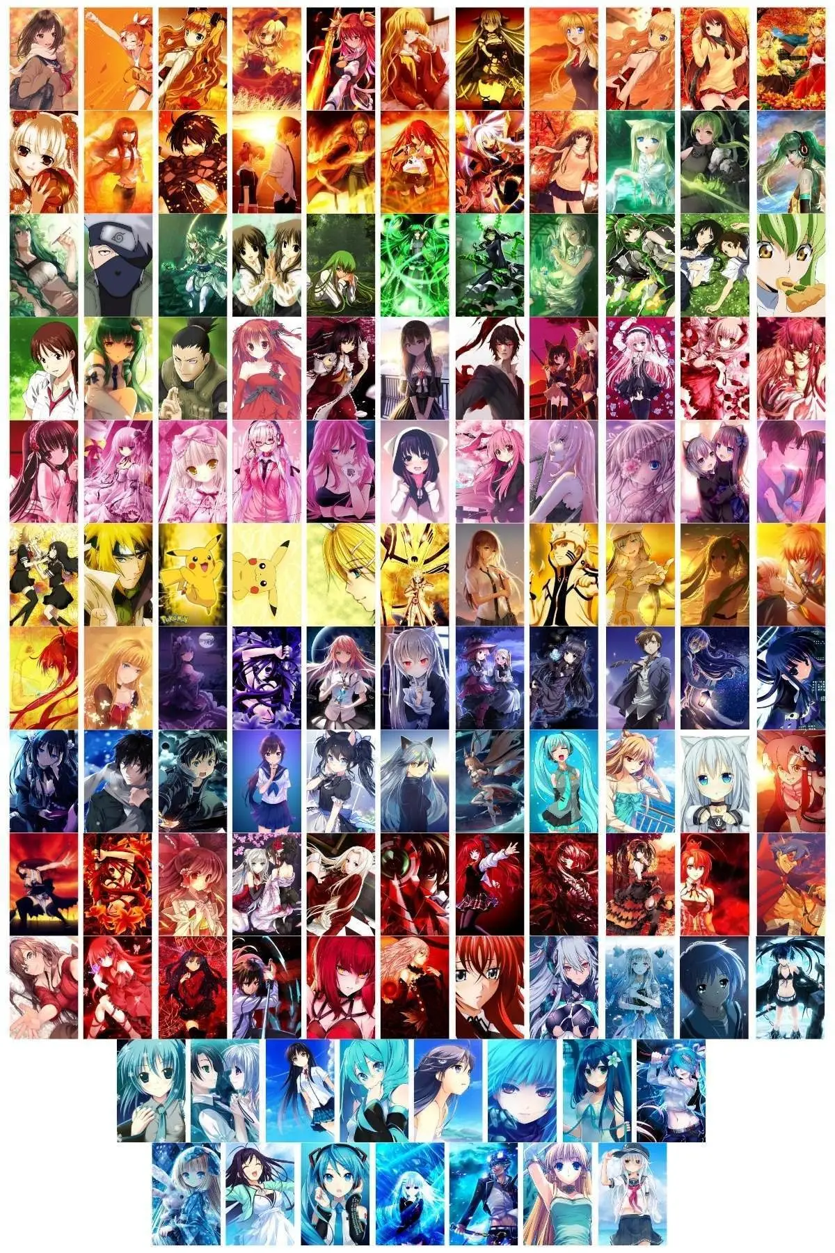 Anime Wall Poster Set-Anime Collage Set-125 Pcs-Coated Paper-10cm * 14cm-Boxed Set