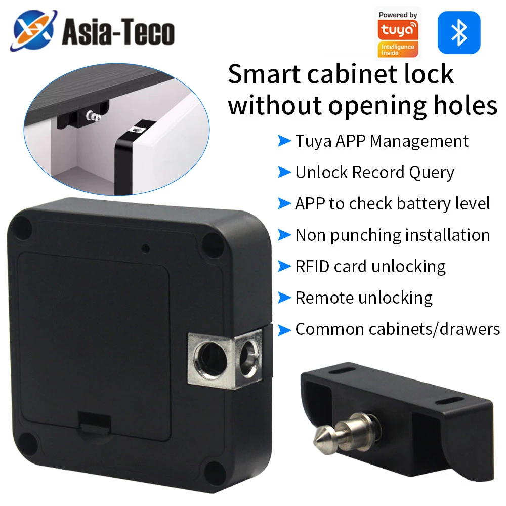 Support Tuya App Bluetooth Cabinet Drawer Invisible Electronic Lock 13.56M RF Card Smart Drawer Lock Keyless