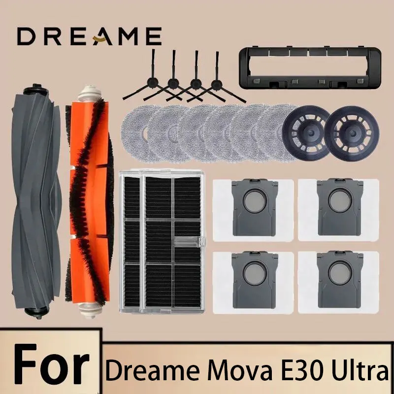 Fit For ( Dreame Mova E30 Ultra / Trouver E30 Ultra ) Vacuum Parts Main Tricut Roller Side Brush Hepa Filter Mop Cloth Dust Bag