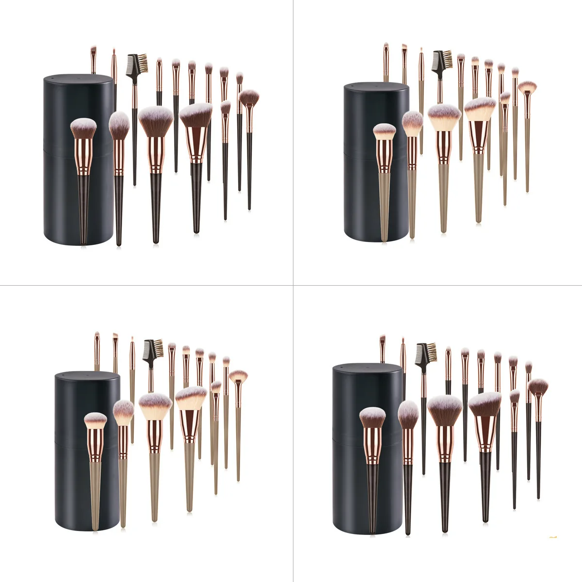 Groothandel 15-delige platte make-upborstelset Aangepaste logo Foundation Brush Kit met verpakking voor gezichtsgebruik
