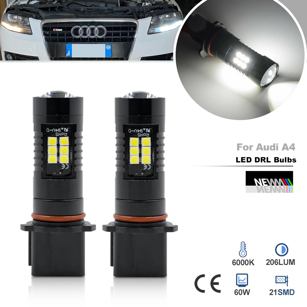 

Auto P13W LED Error Free Canbus 21SMD-3030 SH24W LED Bulbs For 2008-2012 Audi A4 Q5 Daytime Running Lights