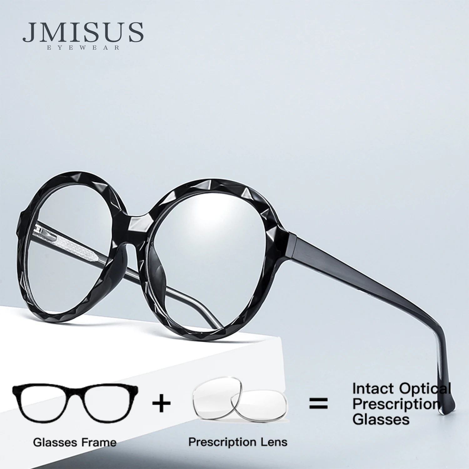 

JMISUS Fashion Round Prescription Glasses TR Rotundity Photochromic Myopia/Progressive Optical Eyewear for Women