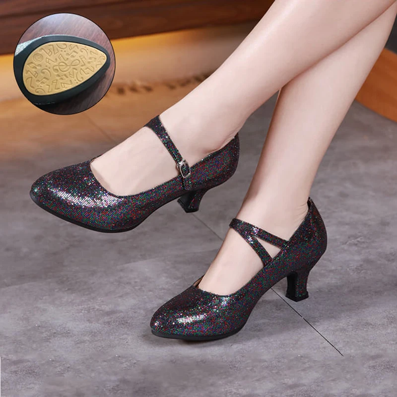 Ladies latin dance shoes women professional ballroom dancing shoes woman heels 3.5/5.5cm modern dance shoes Ladies Sandals