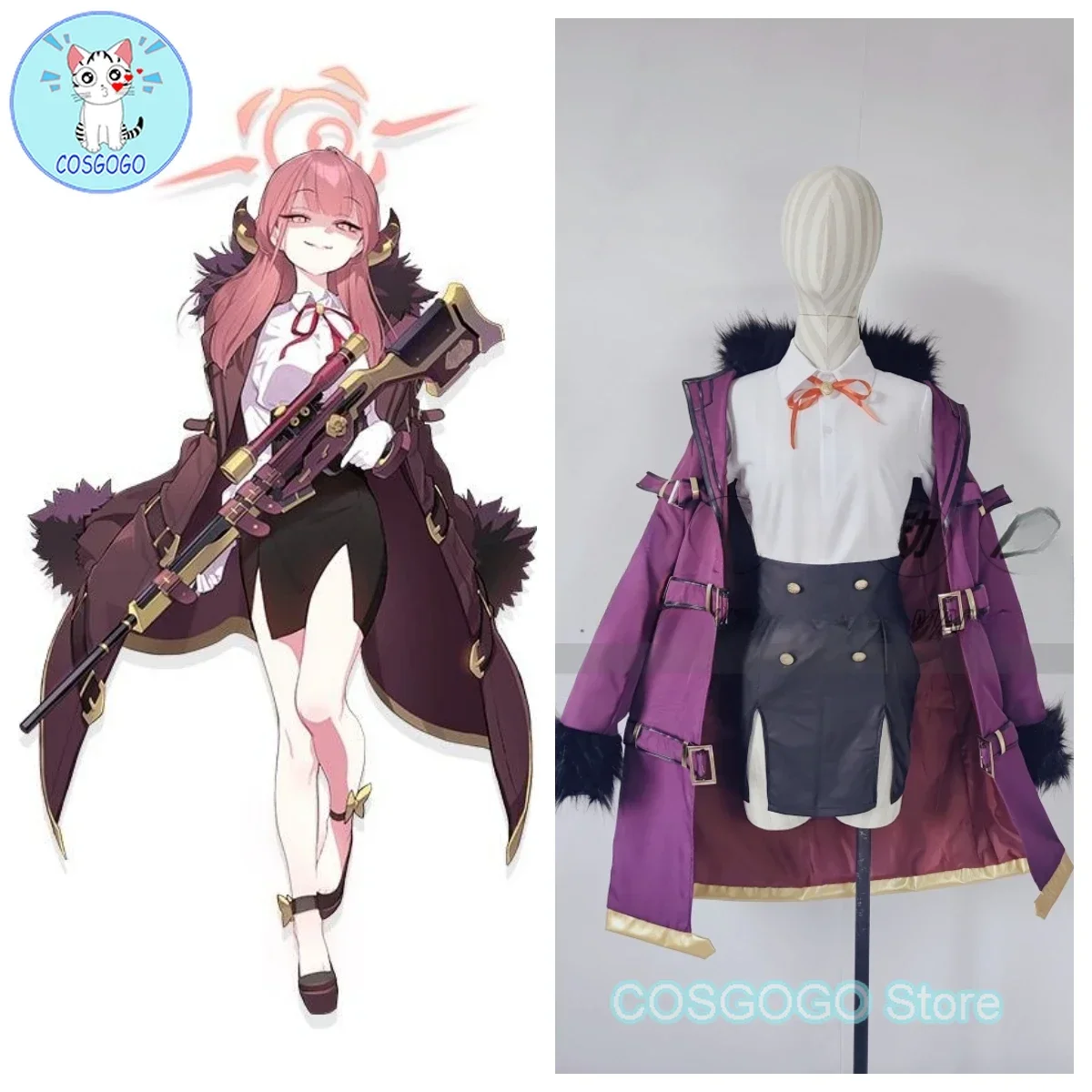 

COSGOGO [Customized] Game Blue Archive Rikuhachima Aru Cosplay Costume Halloween Outfits Women New Suit Uniform