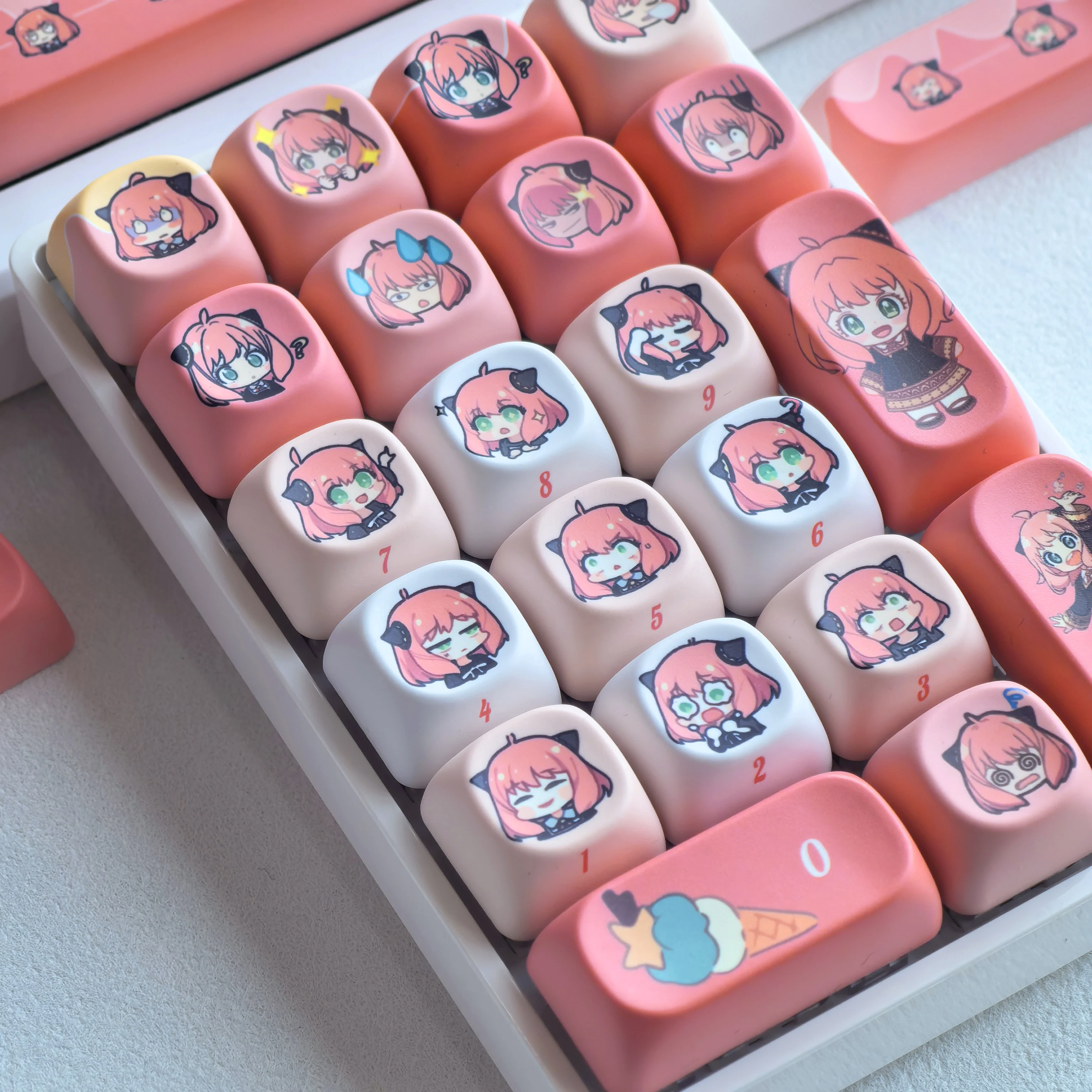 

Симпатичная клавиатура Anya 2,25/2,75U Space Bar, мультяшная версия, игровой набор в стиле аниме, раскладка Алисы, клавиатура, колпачок