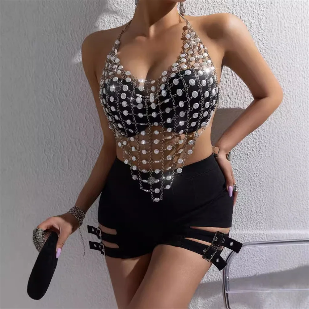 Sexy Imitation pearl Body Chain for Women 2024 Trendy Hollow Out Chest Chain Body Chain Jewelry Decor Lingerie Decoration Chain