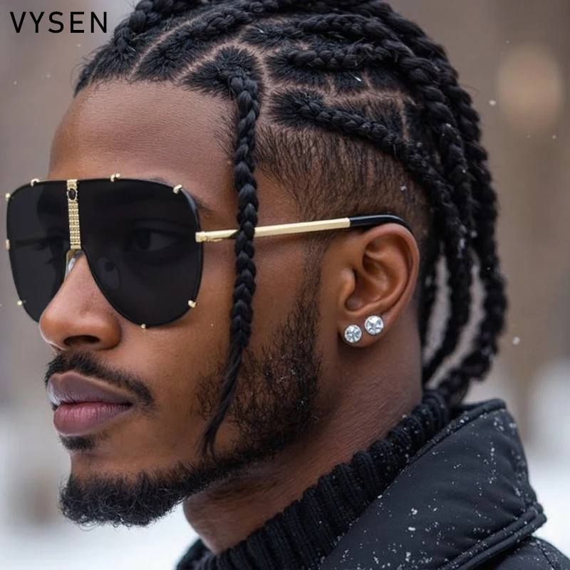 المتضخم الطيار درع النظارات الشمسية الرجال 2025 العلامة التجارية الفاخرة خمر المعادن البيضاوي Steampunk نظارات شمسية حملق في الهواء الطلق نظارات UV400