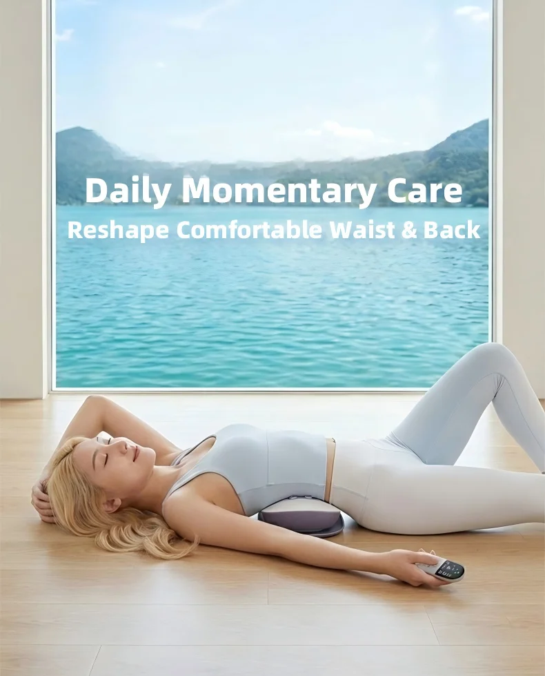 Electric Lumbar Traction Device Wireless Waist Back Massager Back Stretcher with 10 Metal Heads Deep Kneading for Total Relax