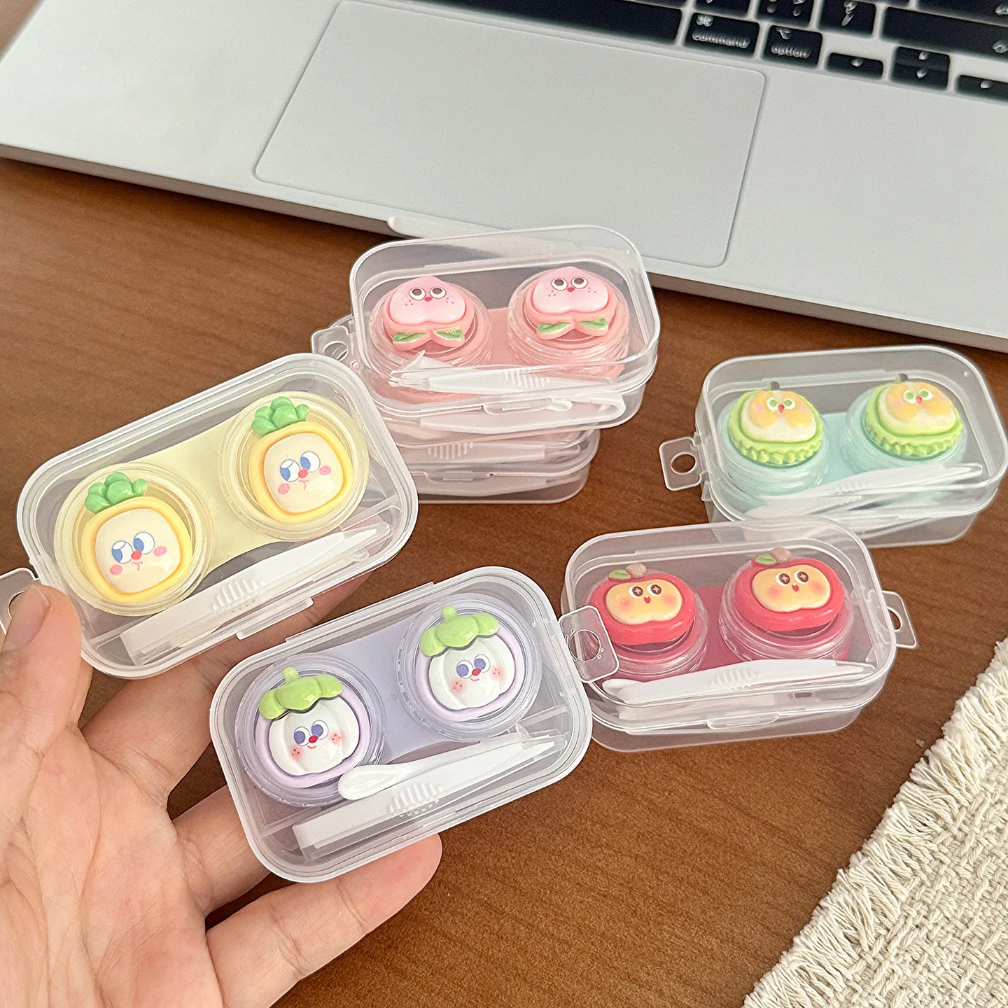 Mini Cute Fruit Lens Container Women INS Contacts Lens Case Men Color Contact Lenses Storage Box Portable Travel Set