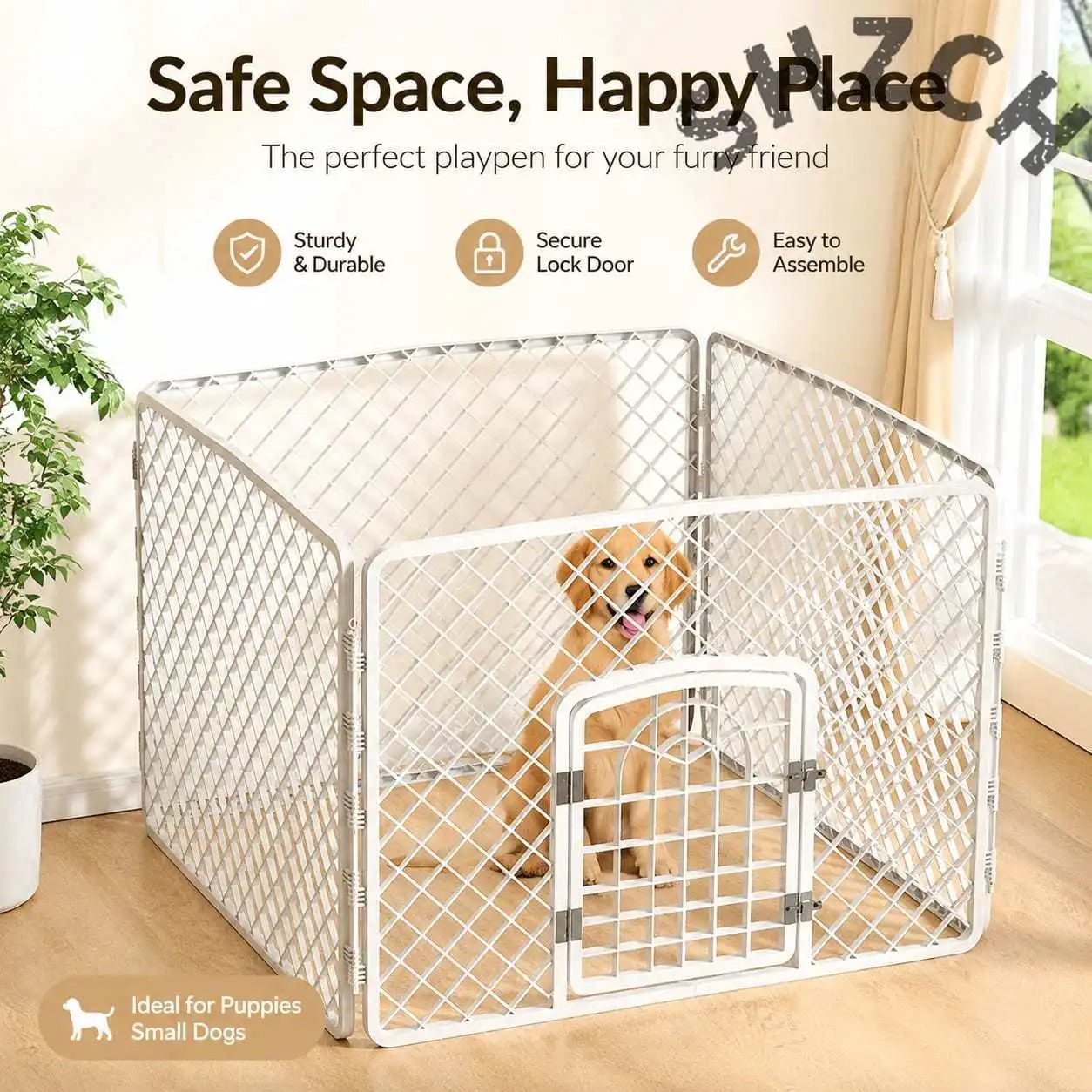 Large Indoor/Outdoor Dog Playpen – Resin Pet Fence for Puppies & Small Dogs, Safe Home Containment Barrier