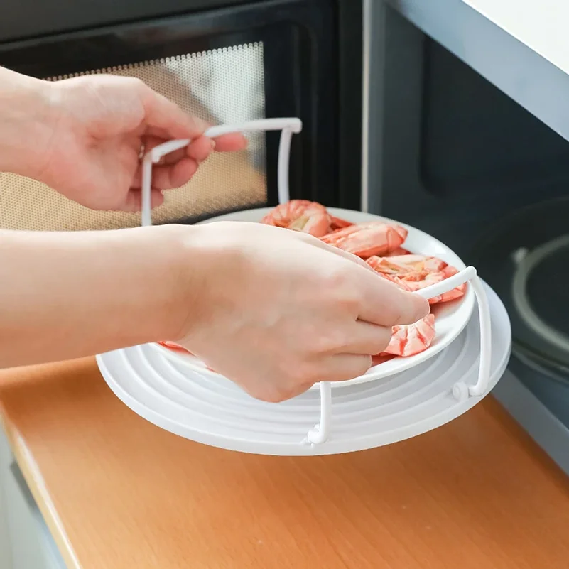 Microwave Storage Rack Meal Heating Kitchen Tiered Steaming Rack Round Tiered Shelves Home Meal Dorm Cooking Tools