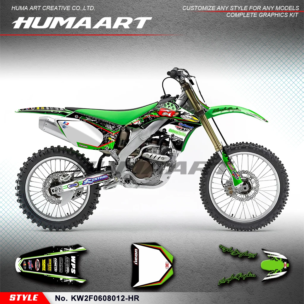 

HUMAART Stickers Complete Adhesive Fairing Decoration Decals for KX250F KXF 250 2006 2007 2008, KW2F0608012-HR