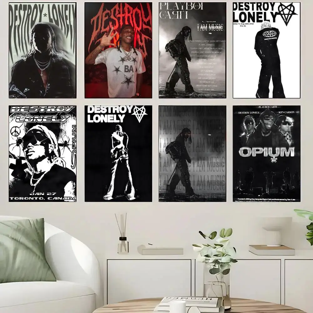 Rap Destroy Lonely Poster Self-adhesive Advanced Aesthetic Printing Paper Wall Art for Living Room Home Decor