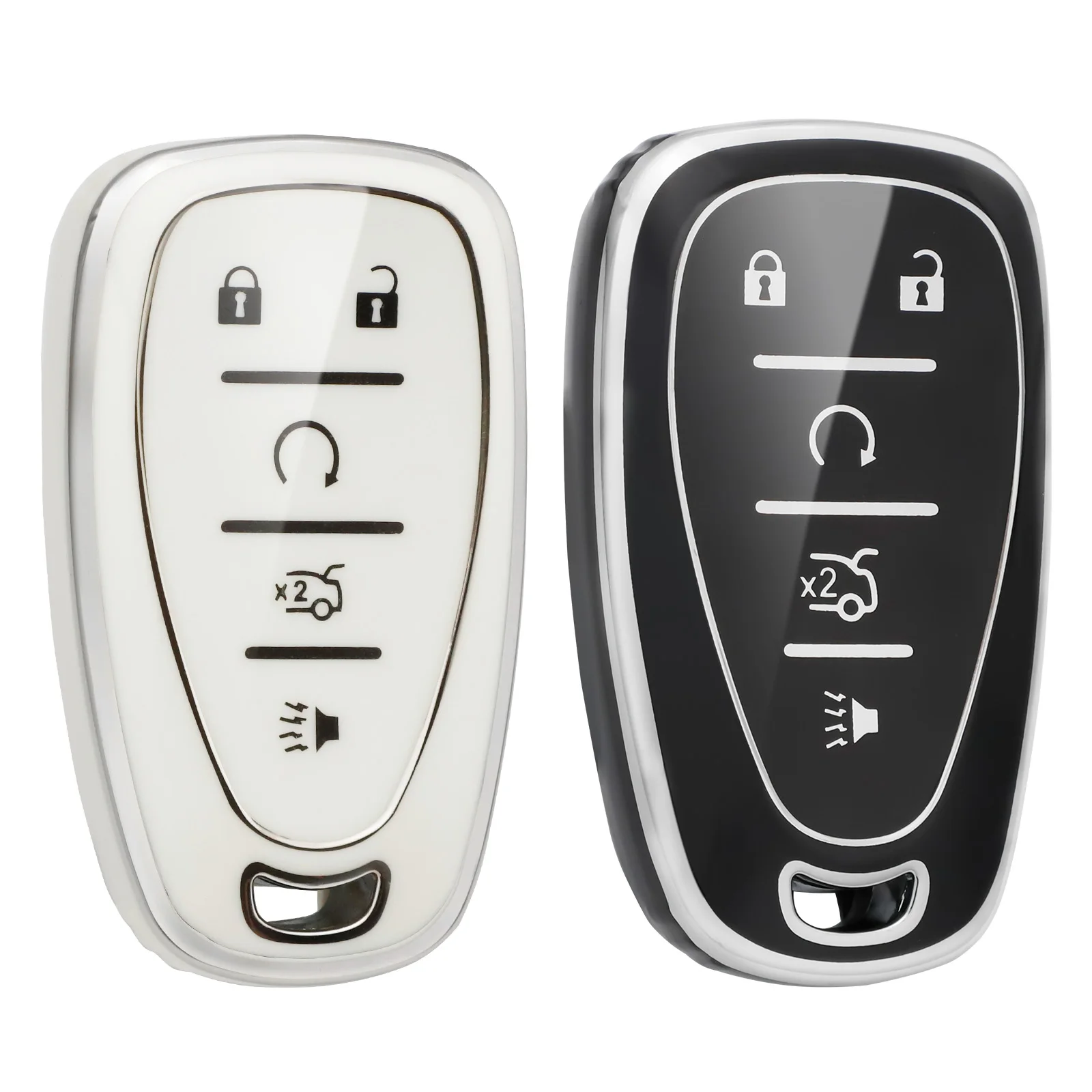 

LECART TPU Key Fob Covers for Chevy Malibu Equinox Cruze Camaro Traverse Trax Key Shell Protector Case 5 Button with Bling Key